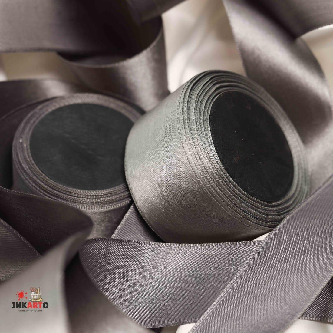 Jaferjee kikabhai unwala-9819311488 Premium 1.5 inch double faced satin ribbon (Pastel color)-  Ash Grey