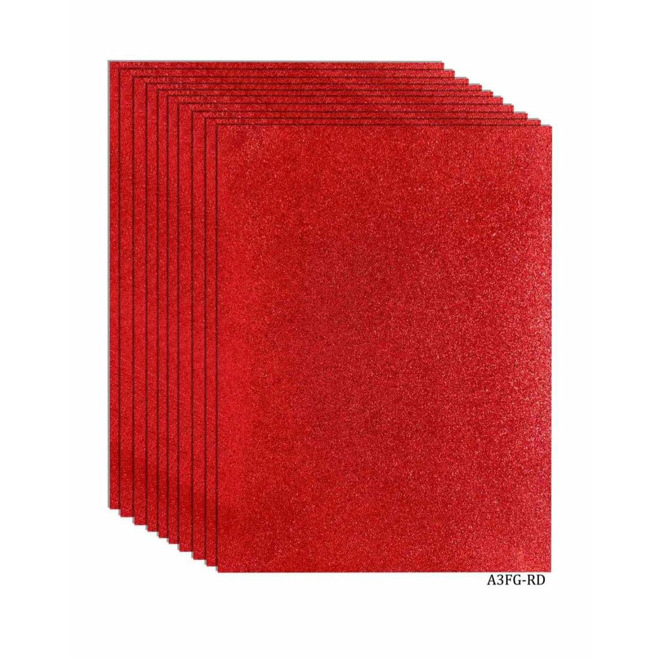 Jags A3 glitter paper (Pack of 1 sheet)- Without sticker- RED