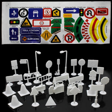 jags-mumbai Miniatures 4*3*0.5cm / Plastic Model Miniature Signal Traffic Board 28PSet