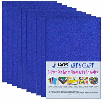 jags-mumbai Scrapbooking & Designed Papers A4 Glitter Foam Sheet With Sticker Blue 26164BL