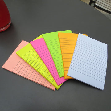 jai ambe novelties Ruled sticky notes in neon colours (Pack of 100 sheets)- 3x4