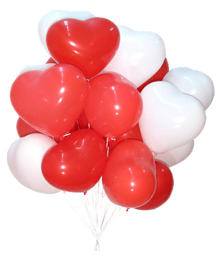 Kashvi Traders (MUMBAI) (Buy 1 Get 1 Free) Red & White heart 20 inches Balloons (Pack of 5)