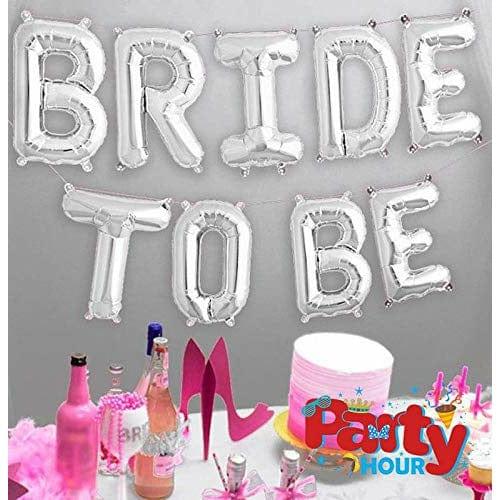 BRIDE TO BE Silver Metallic Foil Balloon Banner 16 inch for Wedding Festival Anniversary Bachelorette