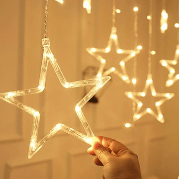 Naresh Solanki Warm White LED Star Curtain Lights For Decorate Your Home Home, Diwali, Christmas, Birthday, Event And Party Supplies (Pack of 10 pcs With 5 Small Star, 5 Big Star Pcs)