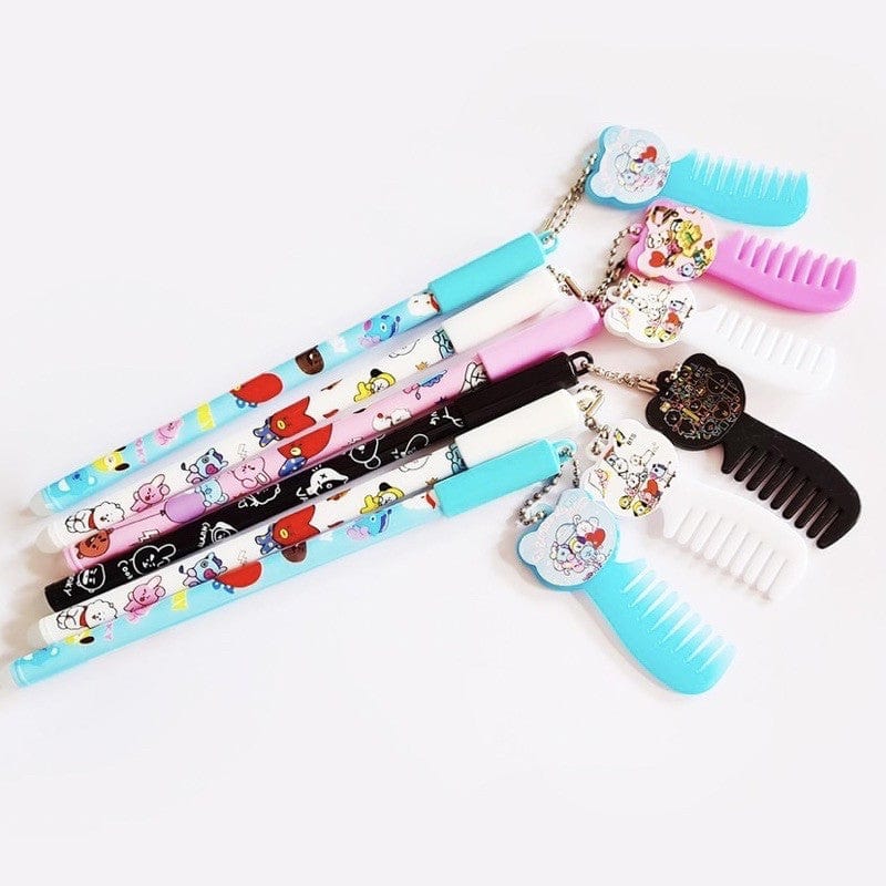 Paradise Soft Toys (Buy one get one free) BTS theme gel pen with mini comb (pack of 1)