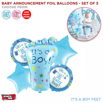 ranawat agency "It's A Boy" Baby Announcement Set of 5 Pcs Chrome Metallic Foil Balloon