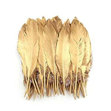 Decoration Metallic Golden Natural Dyed Goose Feather ( 12 to 15 cms )