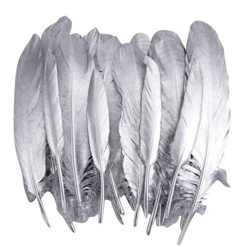Decoration Metallic silver Natural Dyed Goose Feather ( 12 to 15 cms )