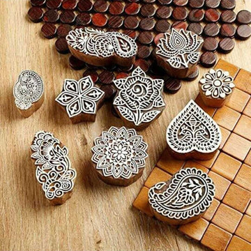 Ravrai Craft Cloth printing shaped wooden stamps (Assorted design) (Pack of 1)