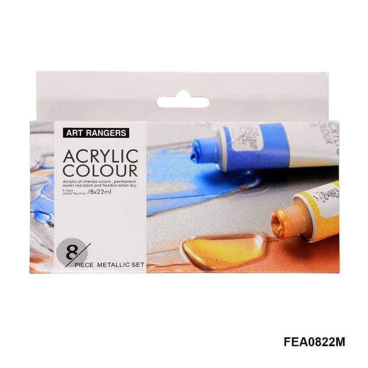 Ravrai Craft - Mumbai Branch Art Ranger Acrylic Colour Metalic Set of  8x22ML Raw Fea0822-M