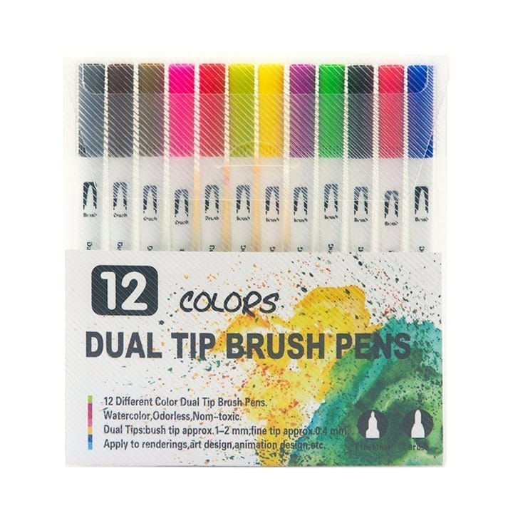 Ravrai Craft - Mumbai Branch Dual Tip Brush Pen 12 Pcs Ppsw-12