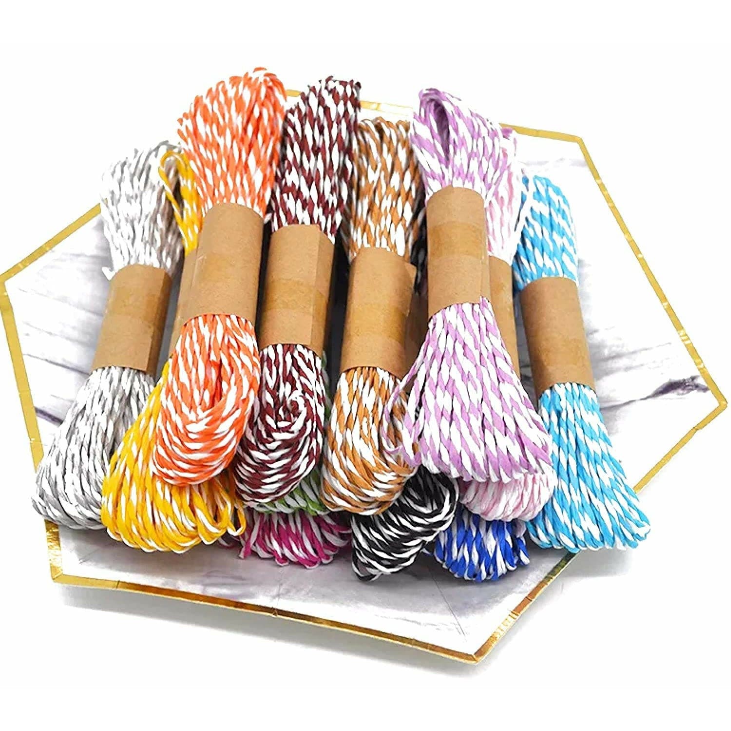 Ravrai Craft Twisted Paper Raffia Craft Favor Gift Wrapping Twine Rope Thread Scrapbooks Invitation Flower Decoration - Pack of 12.