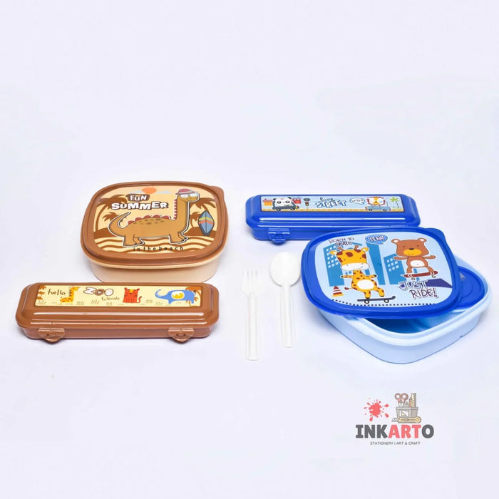 Cute Cartoon design Printed Tiffin Box  (Animal Print) (Contain 1 Unit)