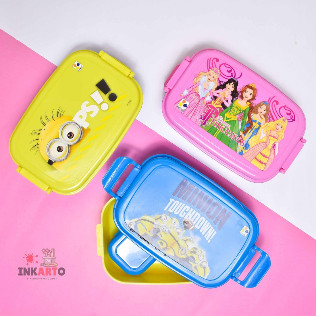 Rushab Plastic Cute Cartoon design Printed Tiffin Box (Pack of 1)