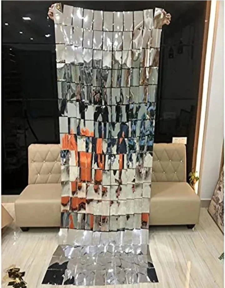 Kashvi Traders (MUMBAI) Birthday Supplies Silver Metallic foil fringe Curtain (6X3FT)