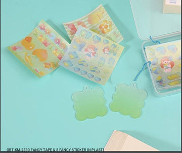 washi tape kit with 8 kawaii deco stickers