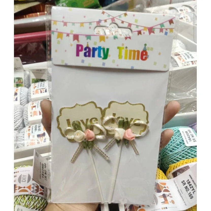 Aesthetic vintage cake topper (Love) Handmade - Pack of 2 toppers