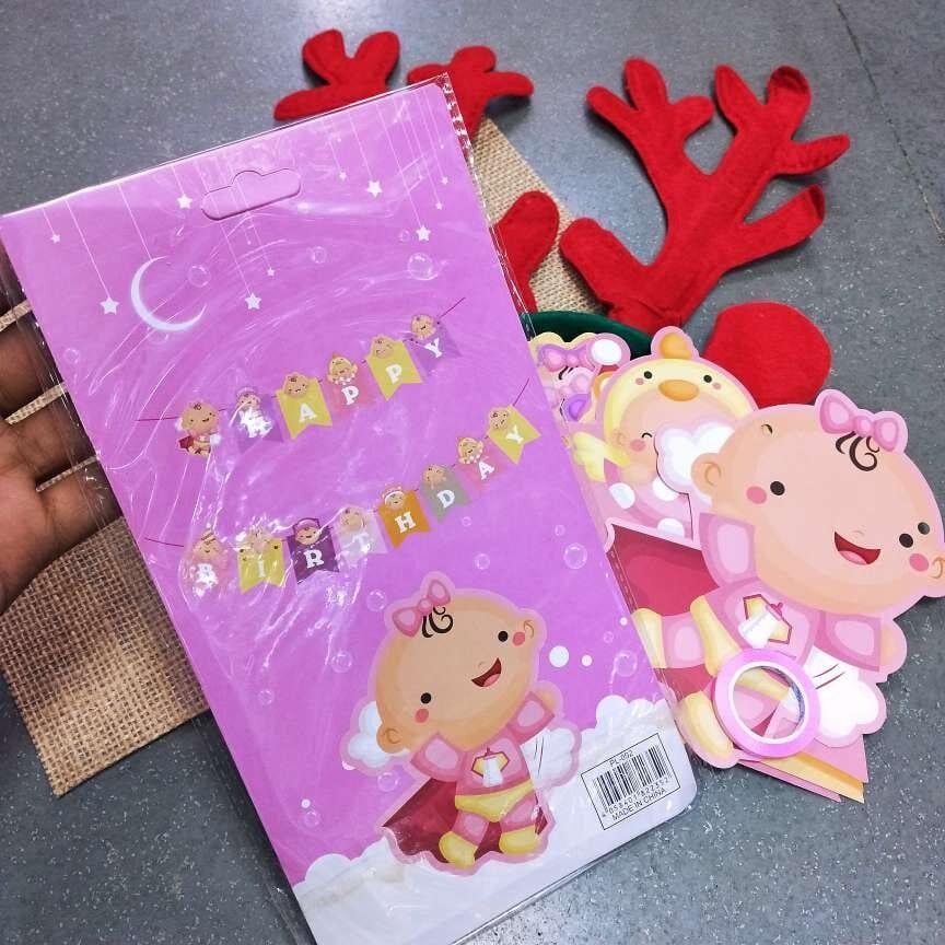 Varsha Toys Decoration Supplies Happy Bithday Banner for Baby Girl