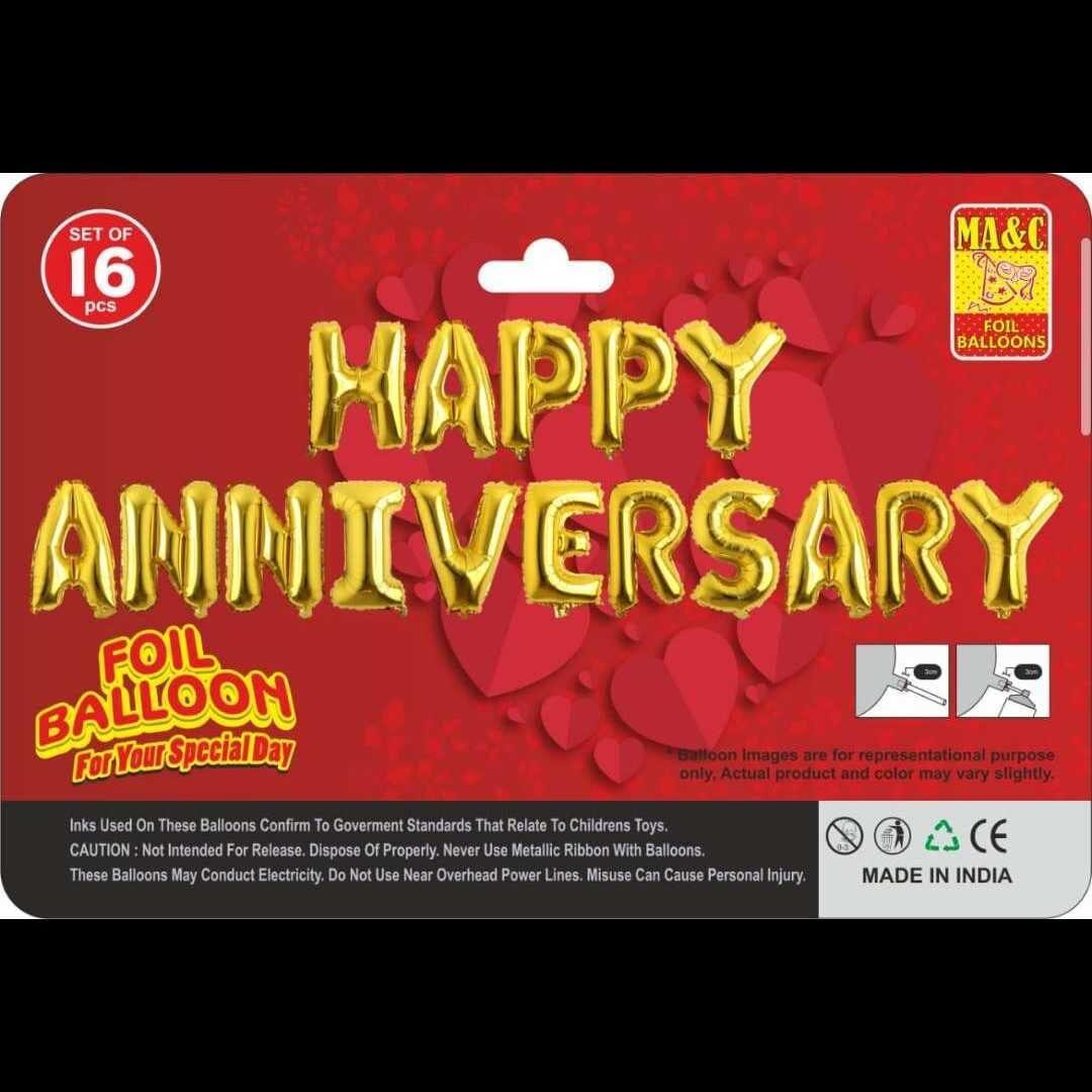 Varsha Toys Decoration Time! "Happy anniversary" Foil balloon-16 inches foil.