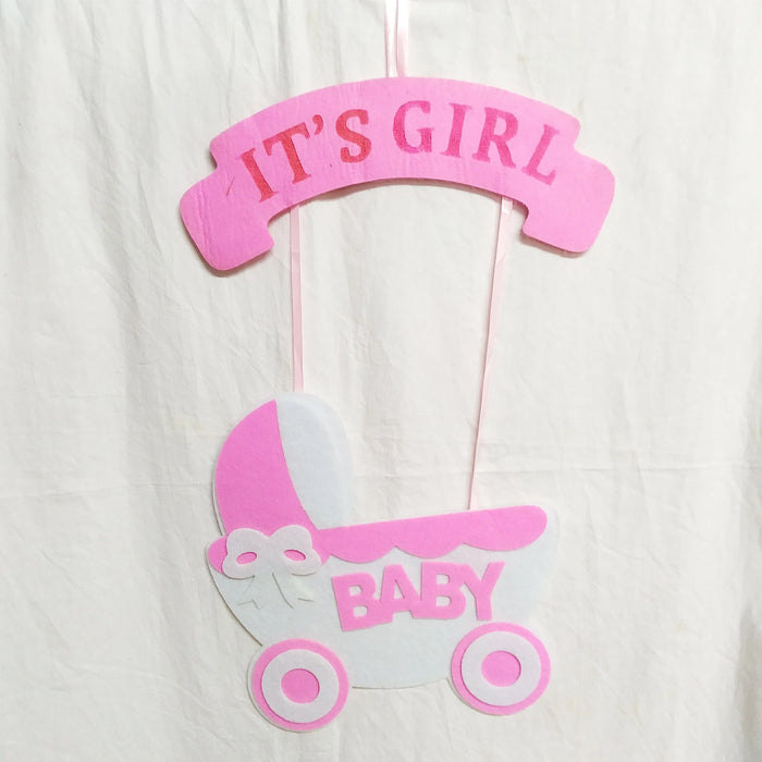 It's A Girl Wall Hanging for Baby Shower Decorations - Pink