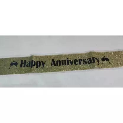 Varsha Toys Happy Anniversary Sash Golden Black