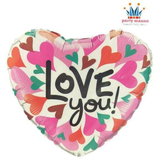 Heart foil balloon with love you Message  (Contain 1 Unit)