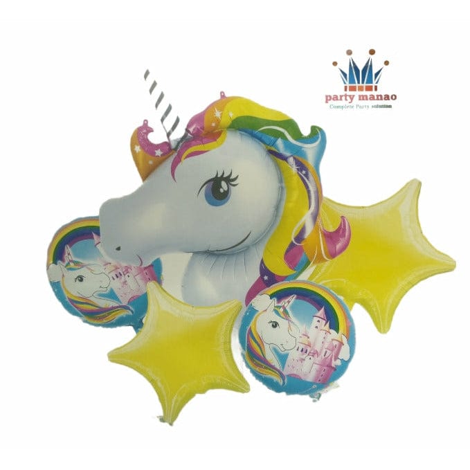 Varsha Toys, parshwa shop Decoration Supplies Unicorn eyelash star Foil balloon (Pack of 5)
