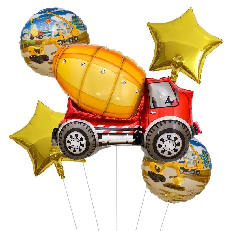 Varsha Toys printed farm tractor foil balloon set of 5 pcs for vehicles / transport/ construction balloons